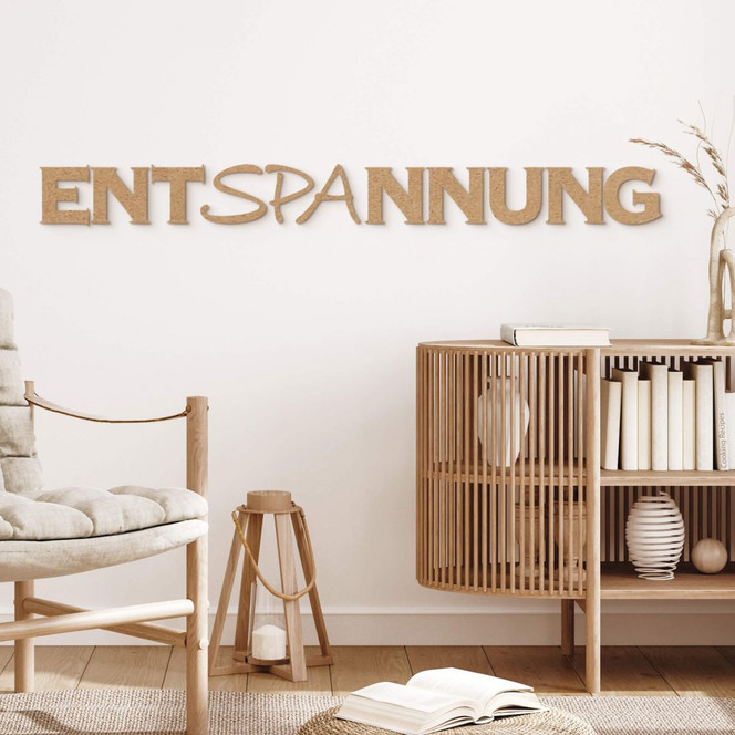 MDF-Deko 3D Schriftzug Entspannung - Natur