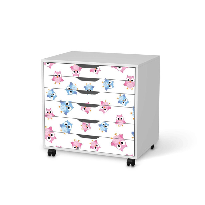 Möbelfolie IKEA Alex Rollcontainer 6 Schubladen - Eulenparty- Bild 1