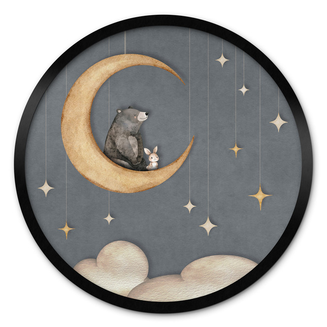 Poster Hase und Bär auf dem Mond - Oliver Robins - Rund