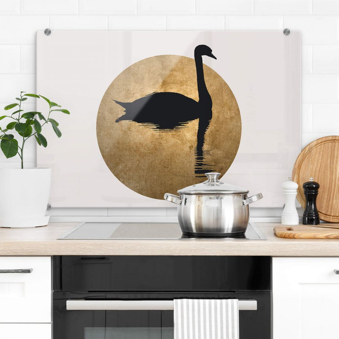 Spritzschutz Kubistika - Schwanensee im Vollmond