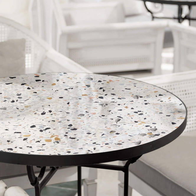 Tischplatte aus Glas - Terrazzo - Rund