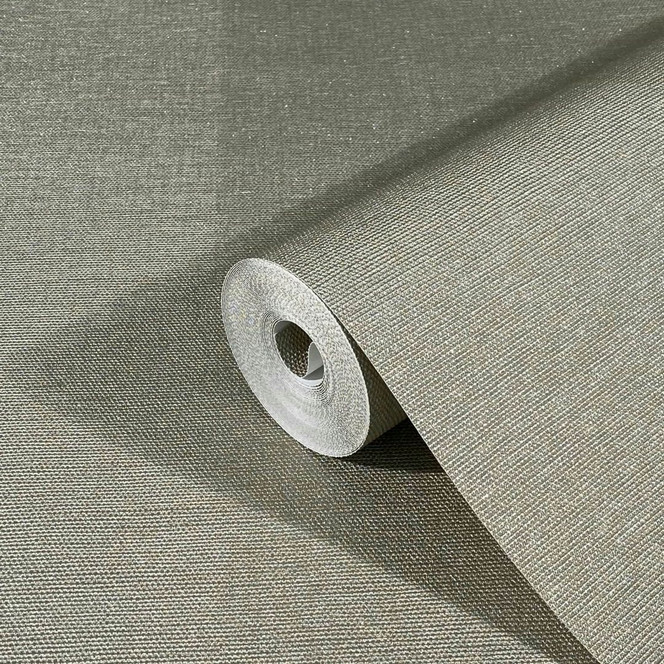 Vliestapete mit leichter Textiloptik als Uni Gold Struktur