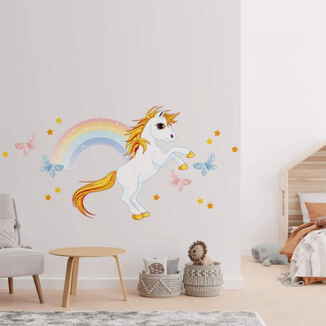 Wandsticker Einhorn mit Regenbogen - Bild - 1