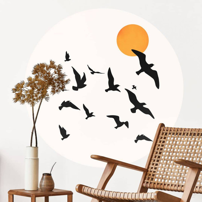 Wandtattoo Zugvögel auf dem Weg in den Süden - Kubistika - Rund