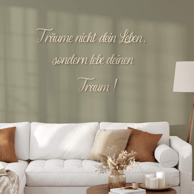 Holz-Deko 3D Schriftzug Träume nicht dein Leben... - Pappel