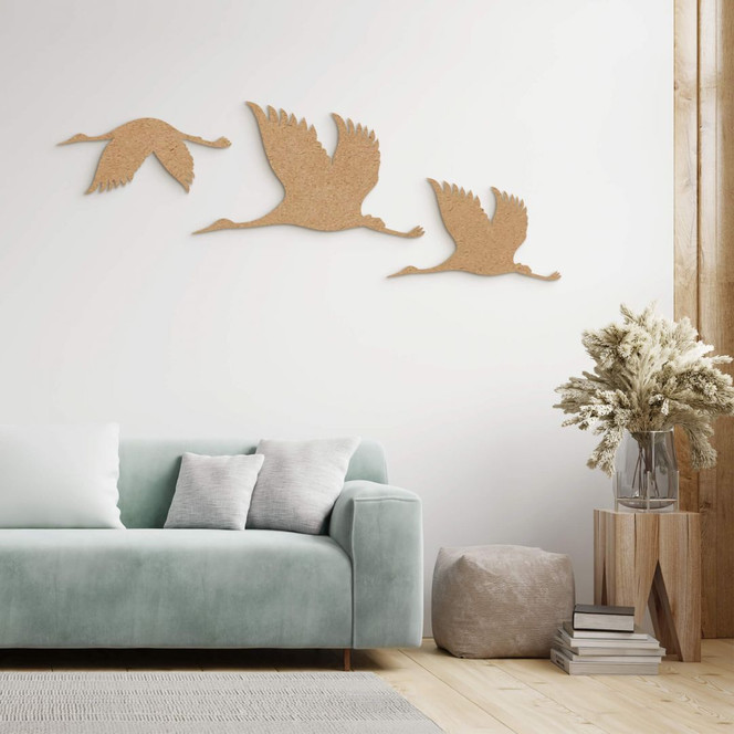 Holzdeko Kraniche Vogelschwarm 01 - MDF Natur