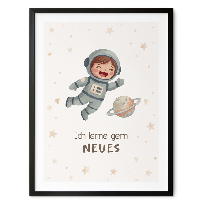 Kinder-Poster "Ich lerne gern Neues" mit Astronautin