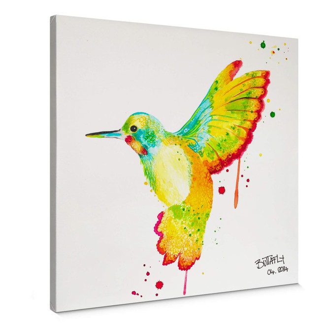 Leinwandbild Buttafly - Kolibri - quadratisch