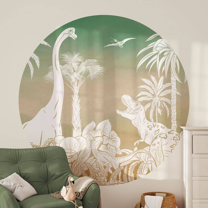 Wandtattoo Abenteuerreise zu den Dinosauriern - Ombre - Kikki Belle - Rund