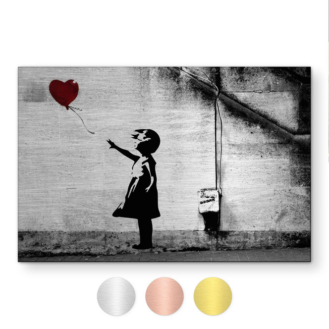 Alu-Dibond gebürstet mit Gold-, Silber- & Kupfereffekt - Girl with Balloon - Banksy