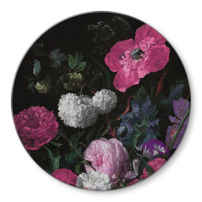 Glasbild Florales Bouquet im Mignon-Stil - Bloomery Decor - Rund