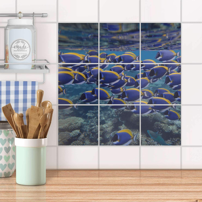 Klebefliesen - Fish swarm - 9er Set