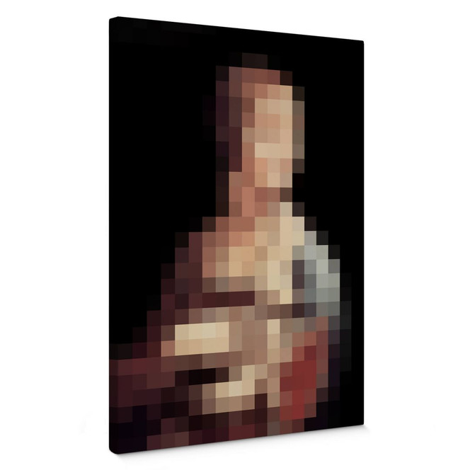Leinwandbild Pixelart - da Vinci - Die Dame mit dem Hermelin