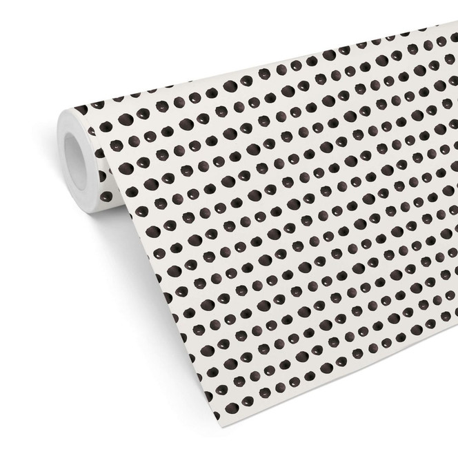 Mustertapete - Aquarell Punkte 01 - schwarz-weiss