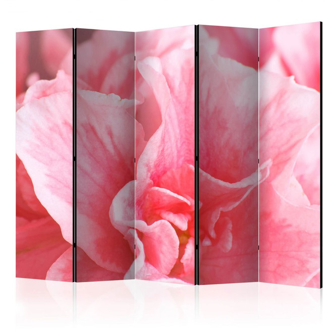 Paravent, Raumteiler freistehend, Trennwand - Rosa Azaleenblüten, 5-teilig - 225 x 172 cm
