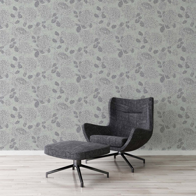 Tapete Floral Grau Silber - Vliestapete A.S. Création