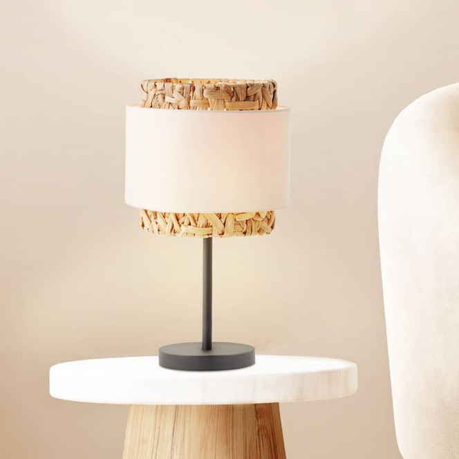 Tischleuchte Till, braun, 43 x 25 cm, Textil Innenleuchte