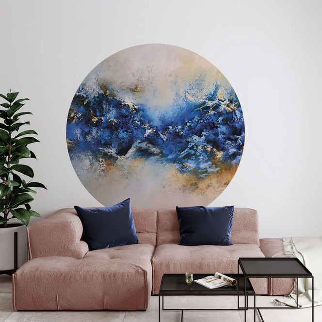 Wandtattoo Blau-goldene Interaktion - Fedrau - Rund