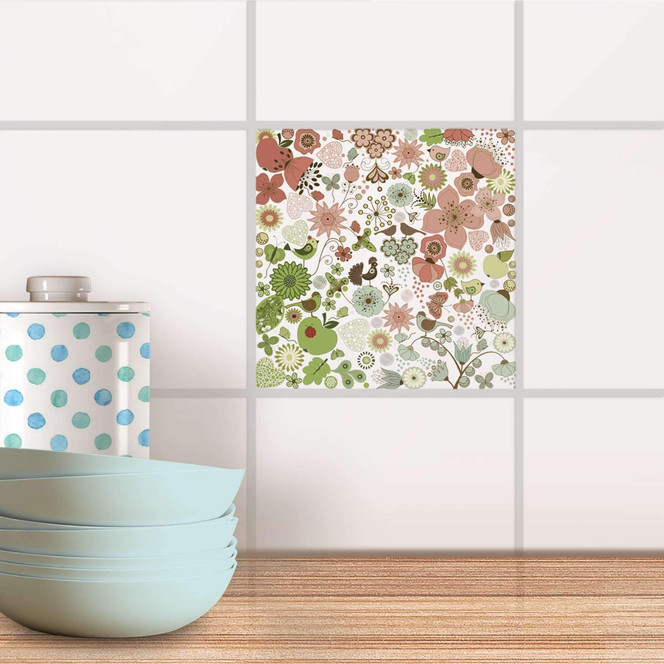 Fliesenaufkleber - Flower Pattern