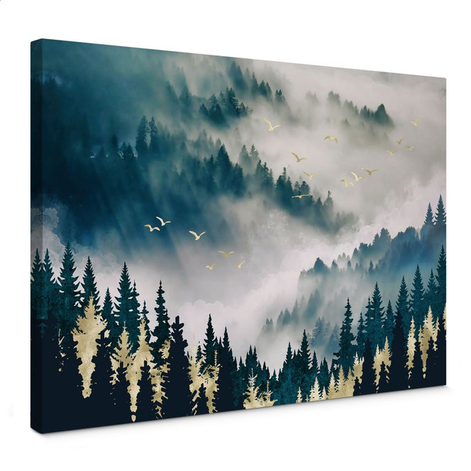 Leinwandbild Geheimnisvoller Nebel im Wald - SpaceFrog Designs