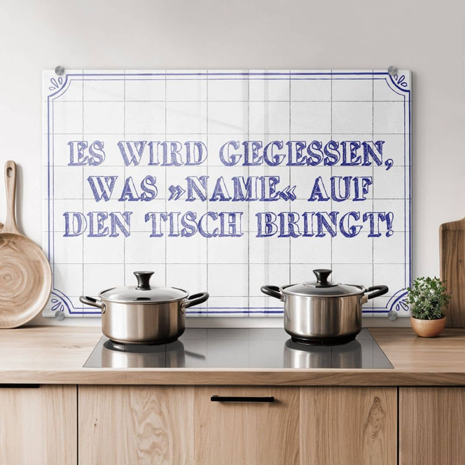 Spritzschutz + Wunschtext - Es wird gegessen...