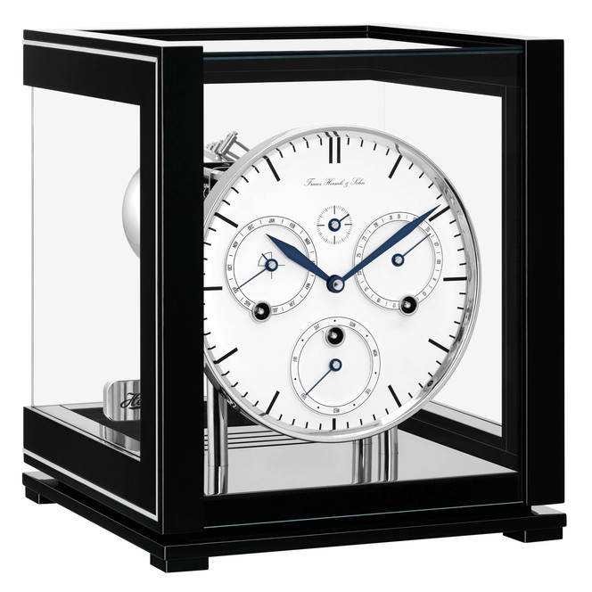 Tischuhr Ewiger Kalender Schwarz mit weissem Zifferblatt