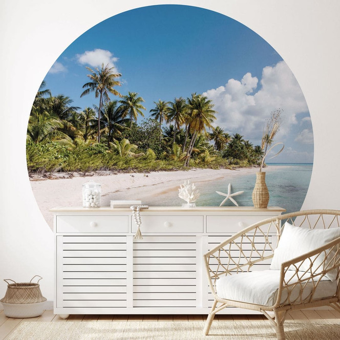 Fototapete Tropical - Palmenstrand in der Südsee - Colombo - Rund - Selbstklebend/Vlies
