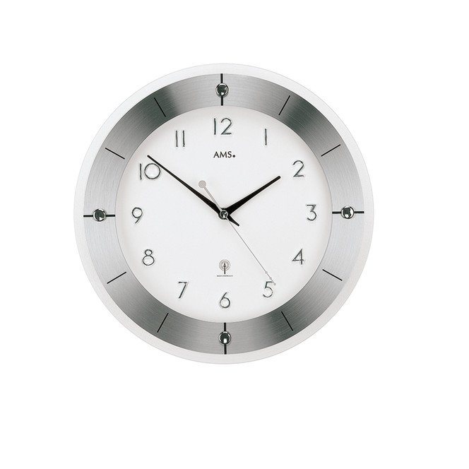 Funkwanduhr modern aus Metall und Glas
