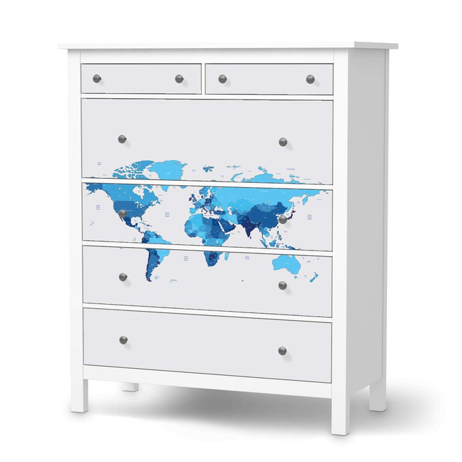 Klebefolie IKEA Hemnes Kommode 6 Schubladen - Politische Weltkarte- Bild 1