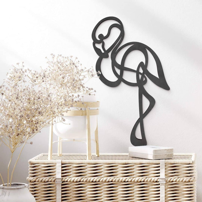 MDF - Holzdeko - Line Art - Flamingo