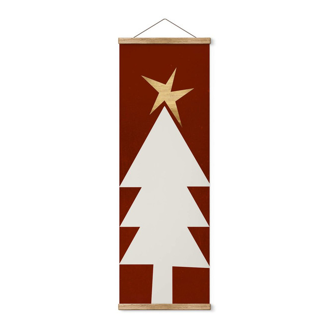 Stoffbild Weihnachtsbaum mit goldenem Stern Panorama - Kubistika