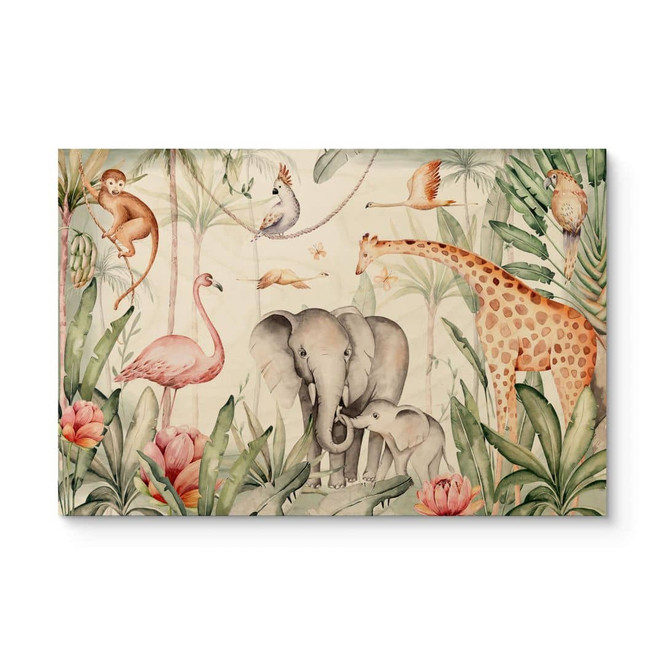 Holzbild Afrikanische Tiere im Regenwald - Kvilis