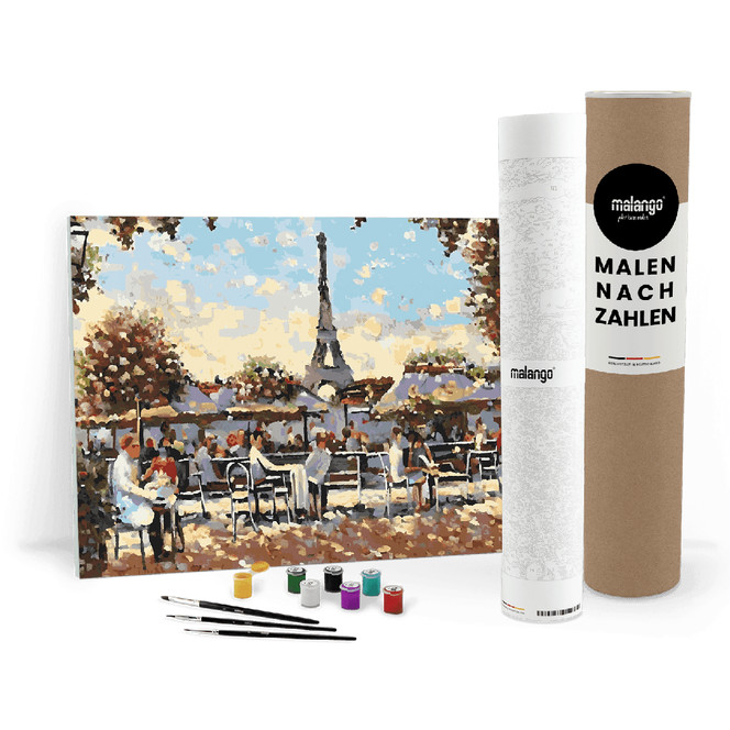 Malen nach Zahlen Leinwandbild - Café am Eifelturm No. 2