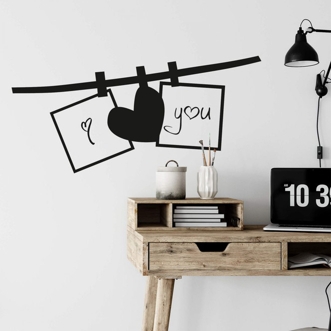 Wandtattoo Love You Wäscheleine