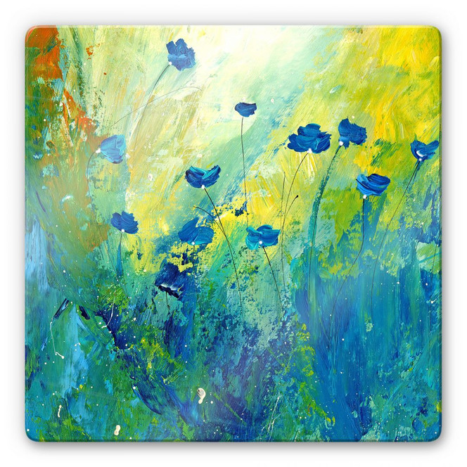 Glasbild Niksic - Der blaue Mohn