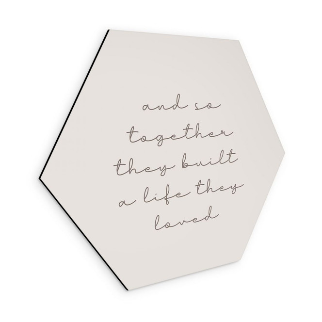 Hexagon Wandbild mit Liebeszitat - Together - Alu-Dibond