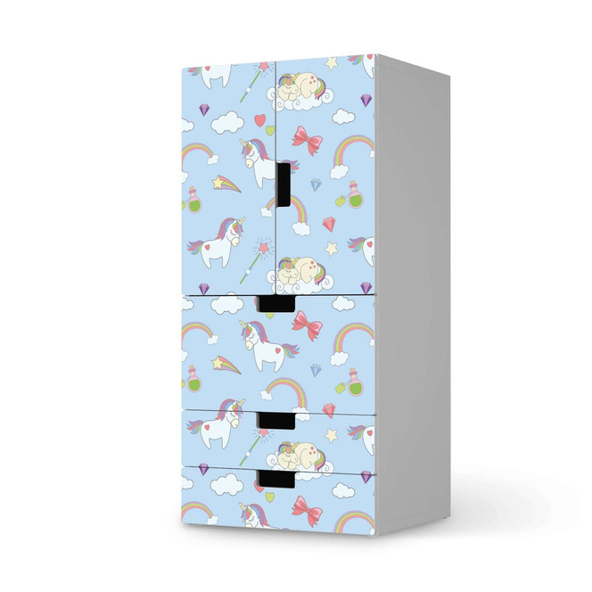 Möbelfolie IKEA Stuva / Malad - 3 Schubladen und 2 kleine Türen - Rainbow Unicorn- Bild 1