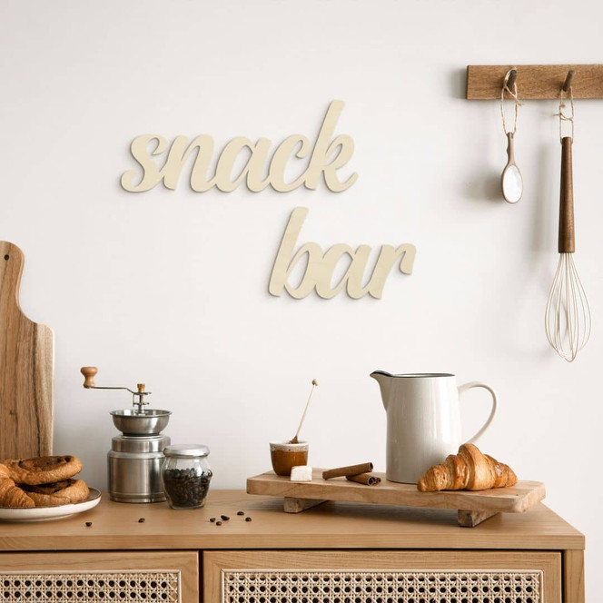 Wanddeko Schriftzug für die Küche - Snack Bar - Pappel