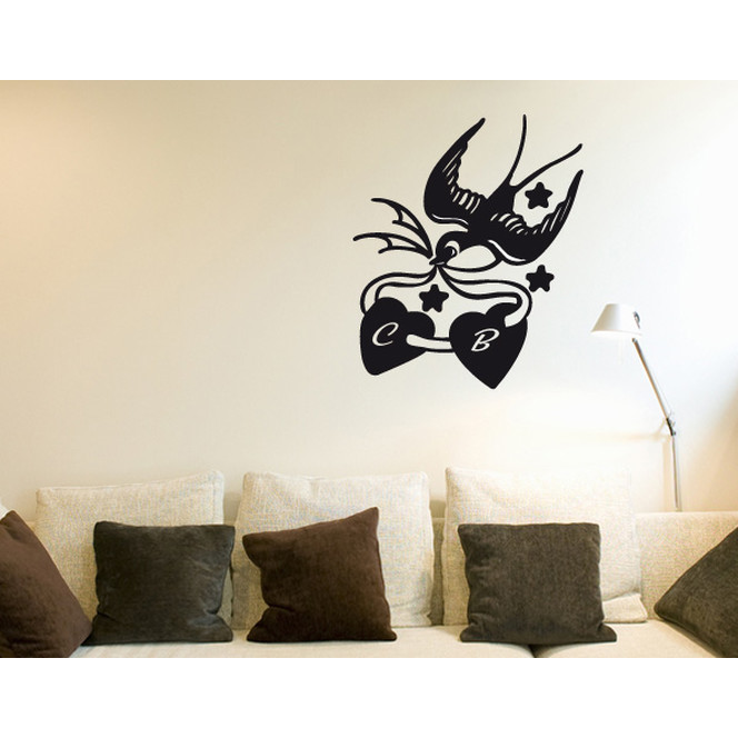 Wandtattoo Swallow Tatto II Hearts