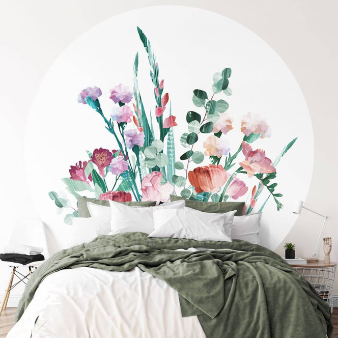 Blumen Fototapete Wildblumen Bouquet im Frühling - Goed Blauw - Rund - Selbstklebend/Vlies