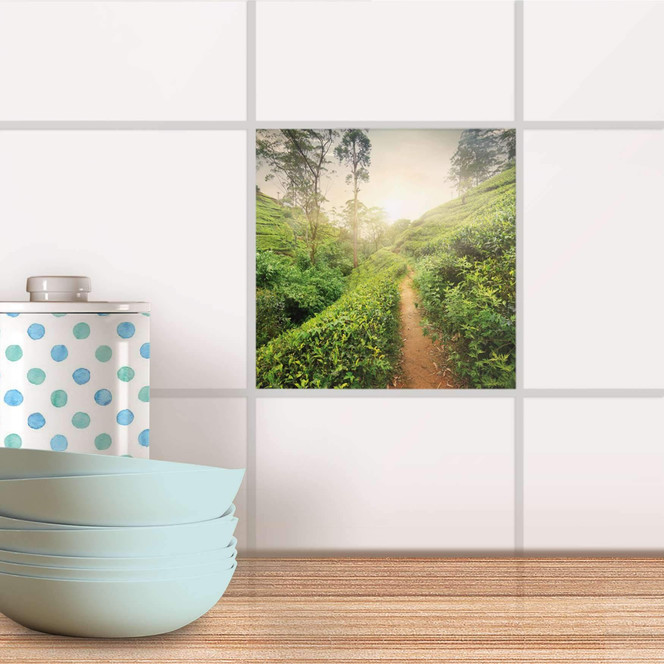 Fliesenaufkleber - Green Tea Fields