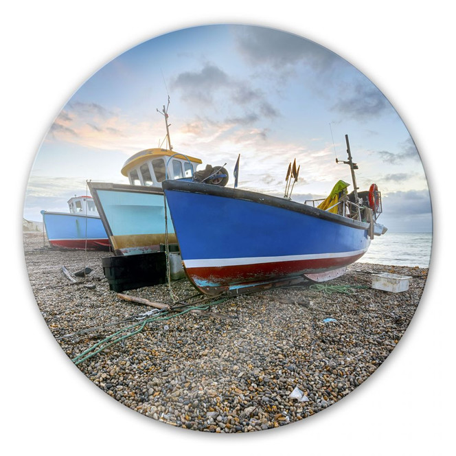 Glasbild Fischereiboote - rund