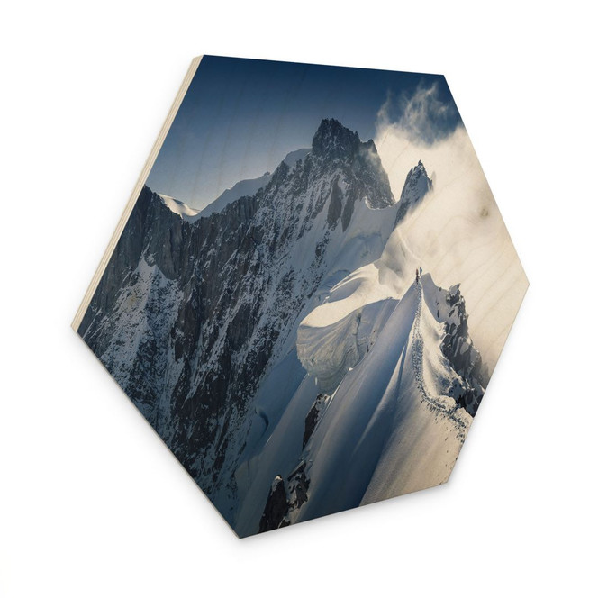 Hexagon Holzbild Gipfel des Mont Blanc - Nienartowicz