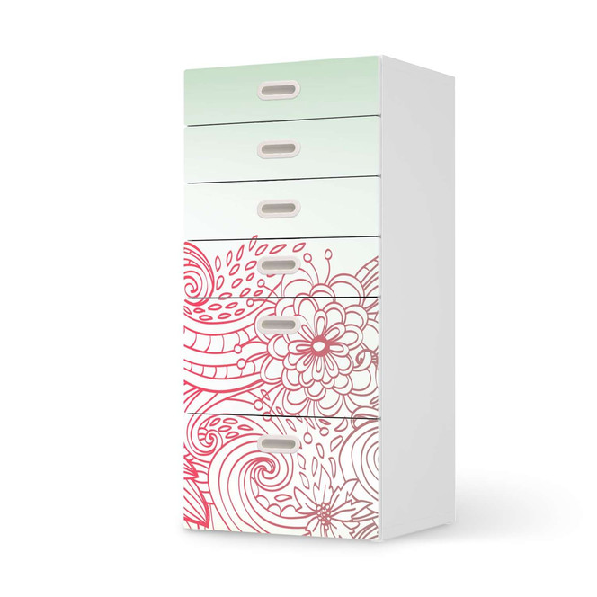 Klebefolie IKEA Stuva / Fritids Kommode - 6 Schubladen - Floral Doodle- Bild 1