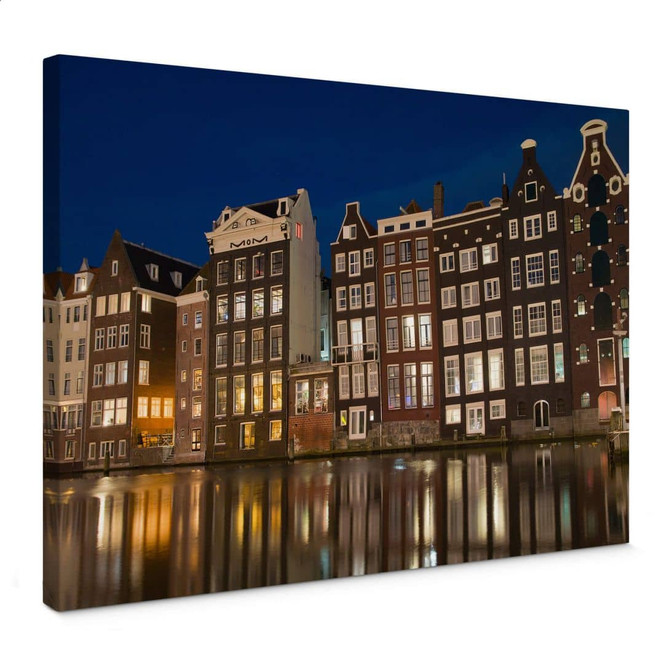 Leinwandbild Amsterdam am Kanal