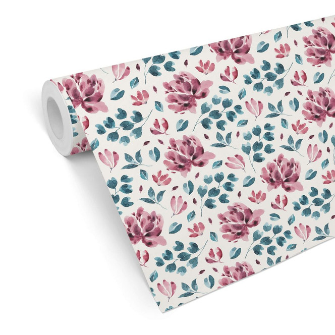 Mustertapete - Aquarell Blüten 03 - pink