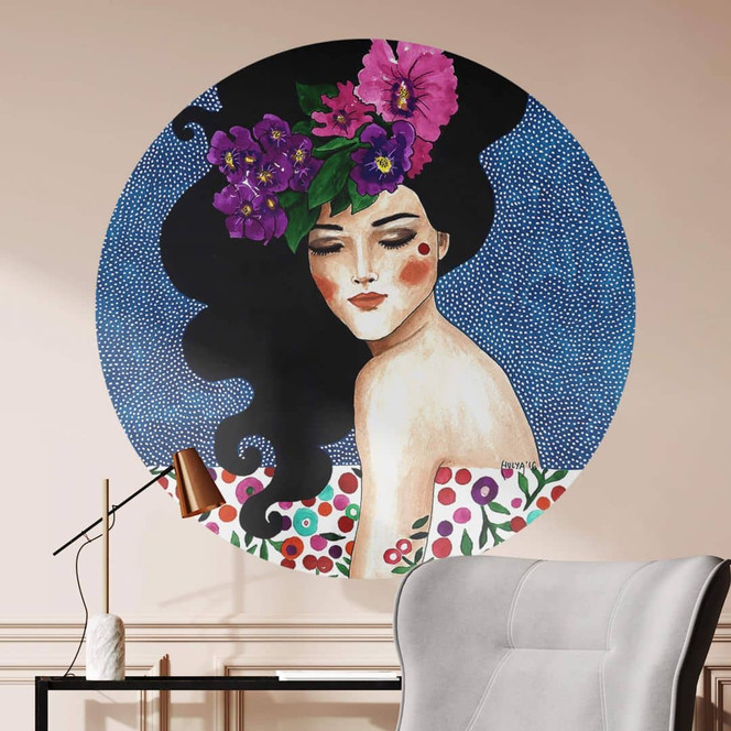 Wandtattoo Porträt - Flüsterndes Herz Rund - Hülya