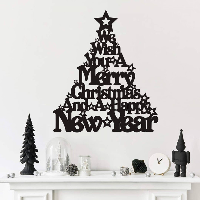 Wandtattoo We wish you a merry Xmas als Tannenbaum
