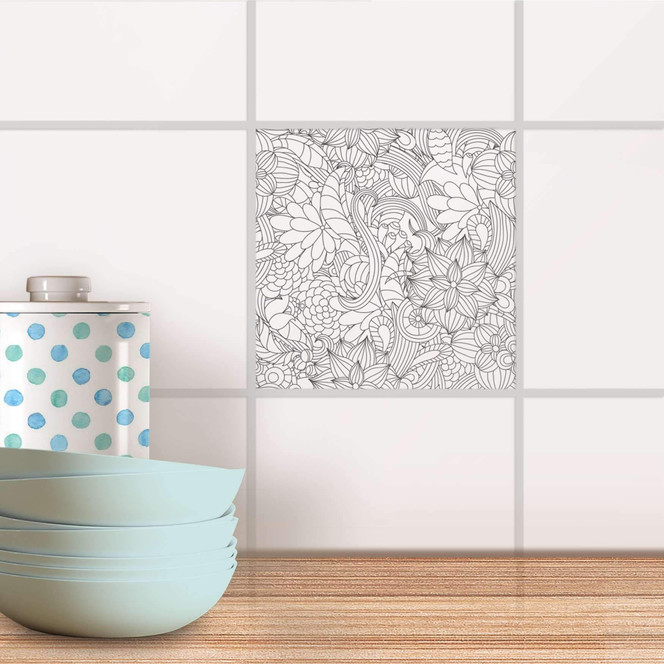 Fliesenaufkleber - Flower Lines 2