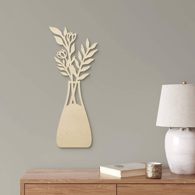 Holz Blumendeko - Strauss in Vase - Pappelholz